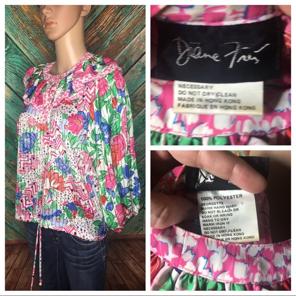 Diane Freis Vintage Ruffle Floral Blouse - Picture 5 of 6